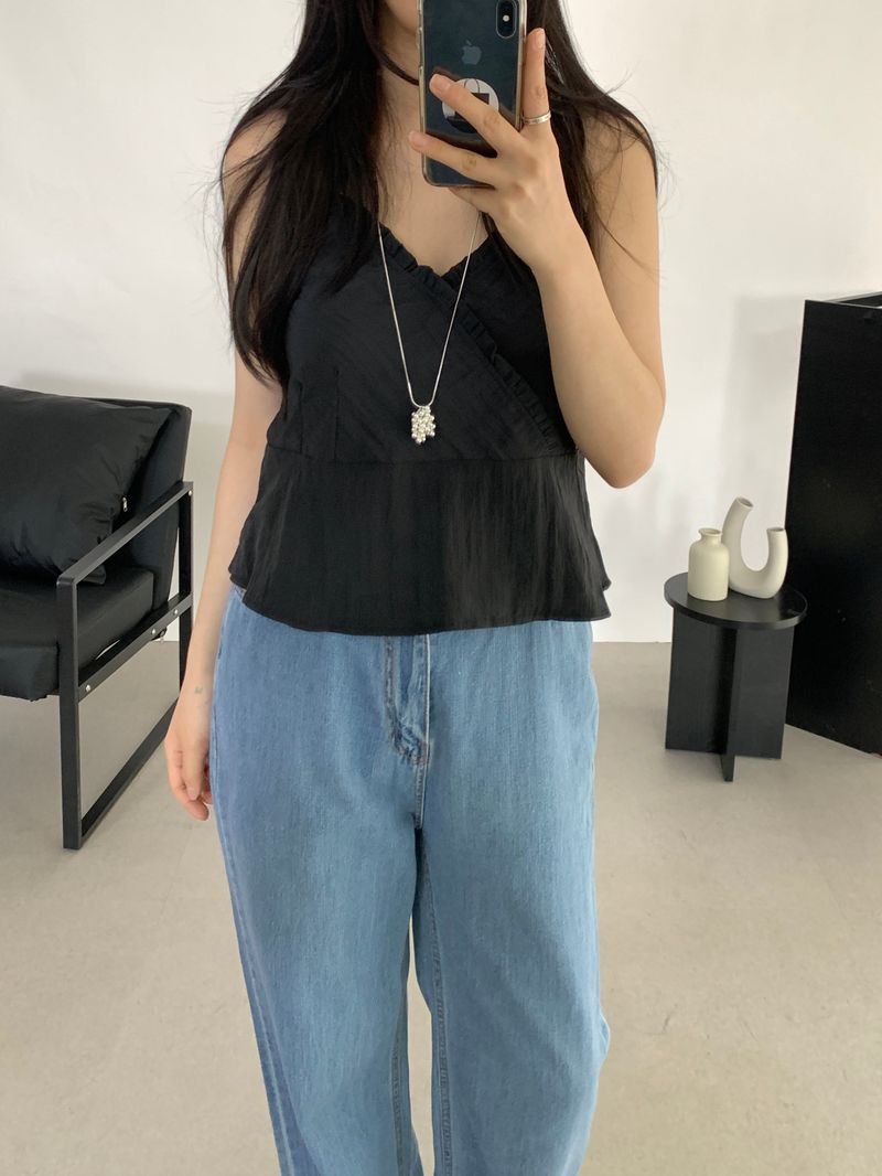 Derin Frill Bustier Sleeveless Blouse