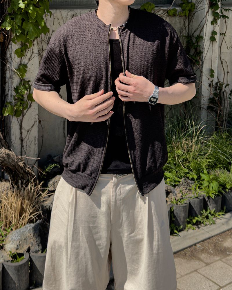 Rell Short Sleeve Knit Zip-Up