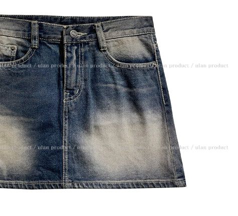 Lao washing denim mini skirt