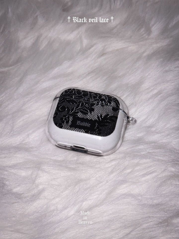 Black Veil Lace AirPods Case