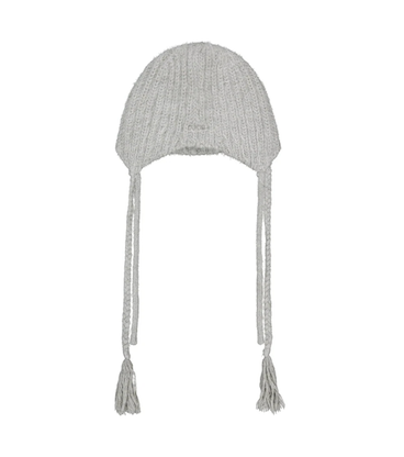 Double Strap Angora Beanie / Grey