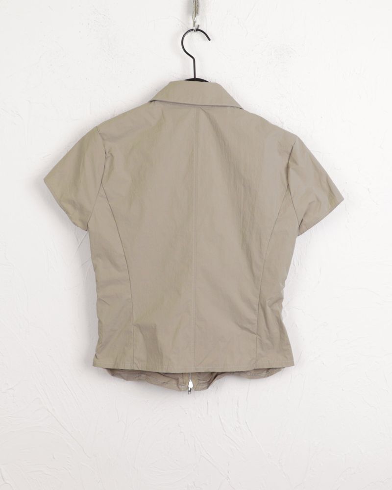 Pave gopchang pleated shirring two-way nylon short-sleeved jacket