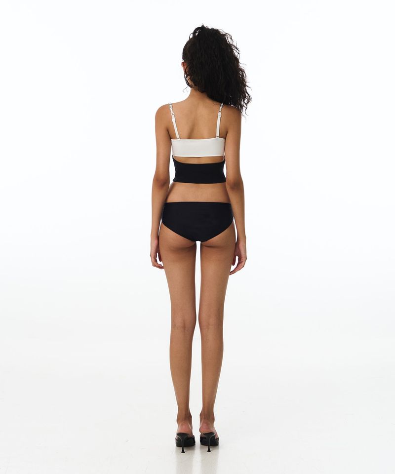 Chain Contrast Tube Top Bikini Bra (White)