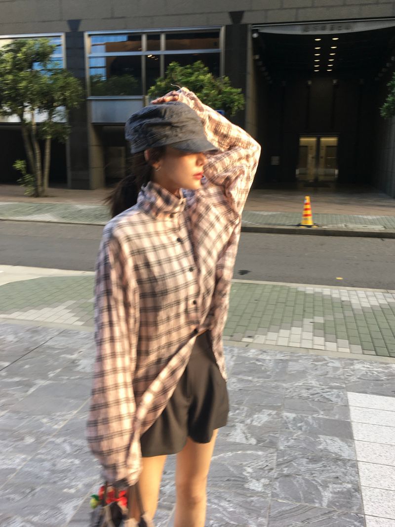 Hyper High-Neck Over Check Shirt (2c)