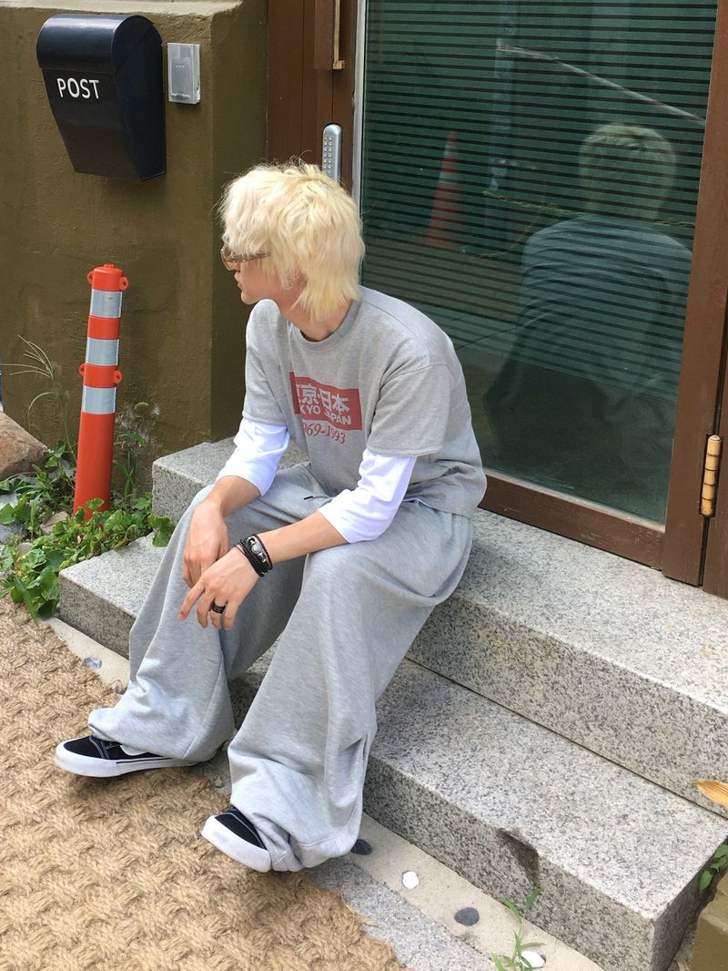 OEN Pintuck Heavy Wide Sweatpants 3C