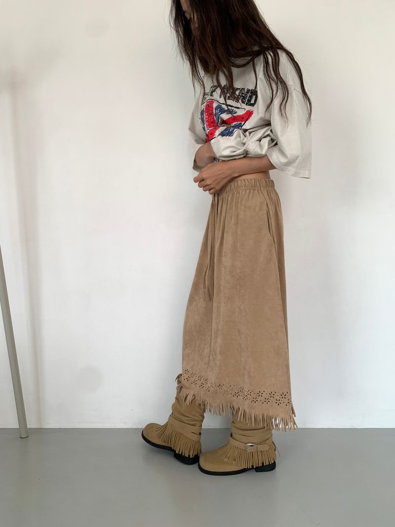 SUEDE PUNCHING SKIRT (3C)