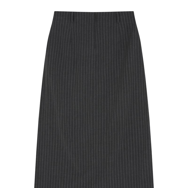 Stripe Long Skirt Grey