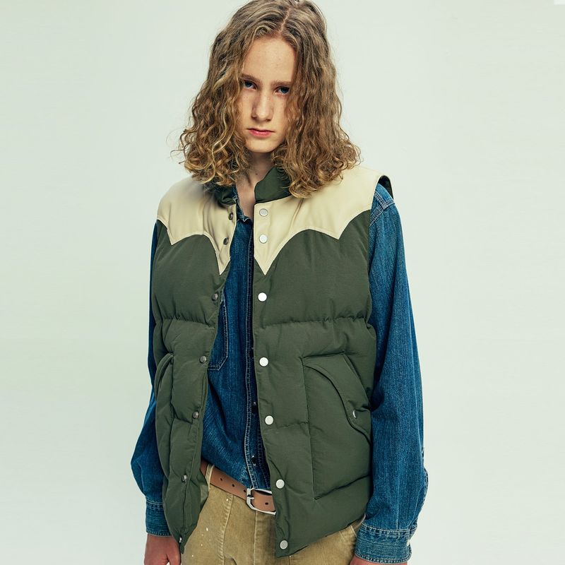 70s wyo padded ski vest olive khaki