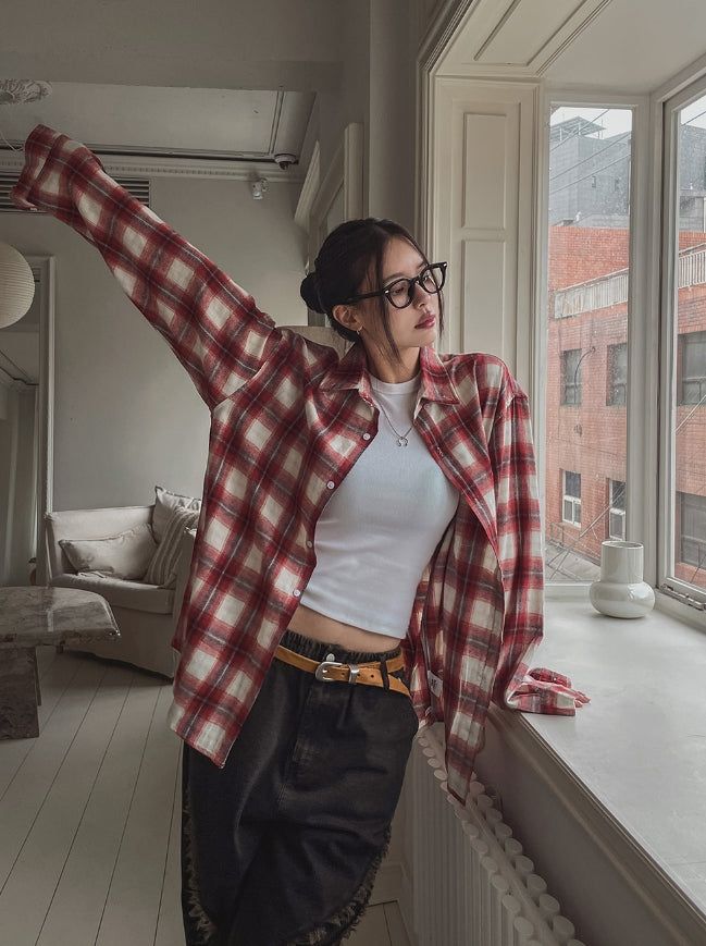 Motsu Loose Fit Checkered Shirt