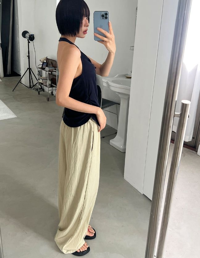 STRAP HALTER SHIRRING TOP