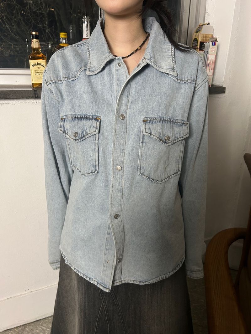 (2colors) vt washing west denim sh jacket