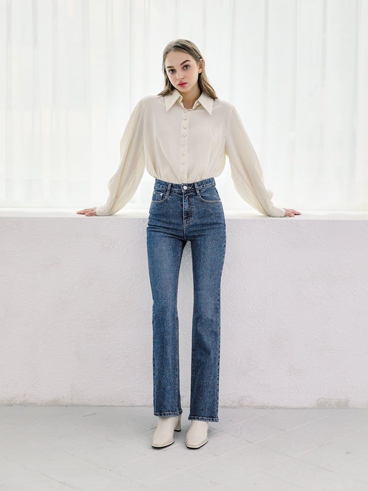W52 LONG SEMI BOOTS CUT DENIM PANTS_MEDIUM BLUE