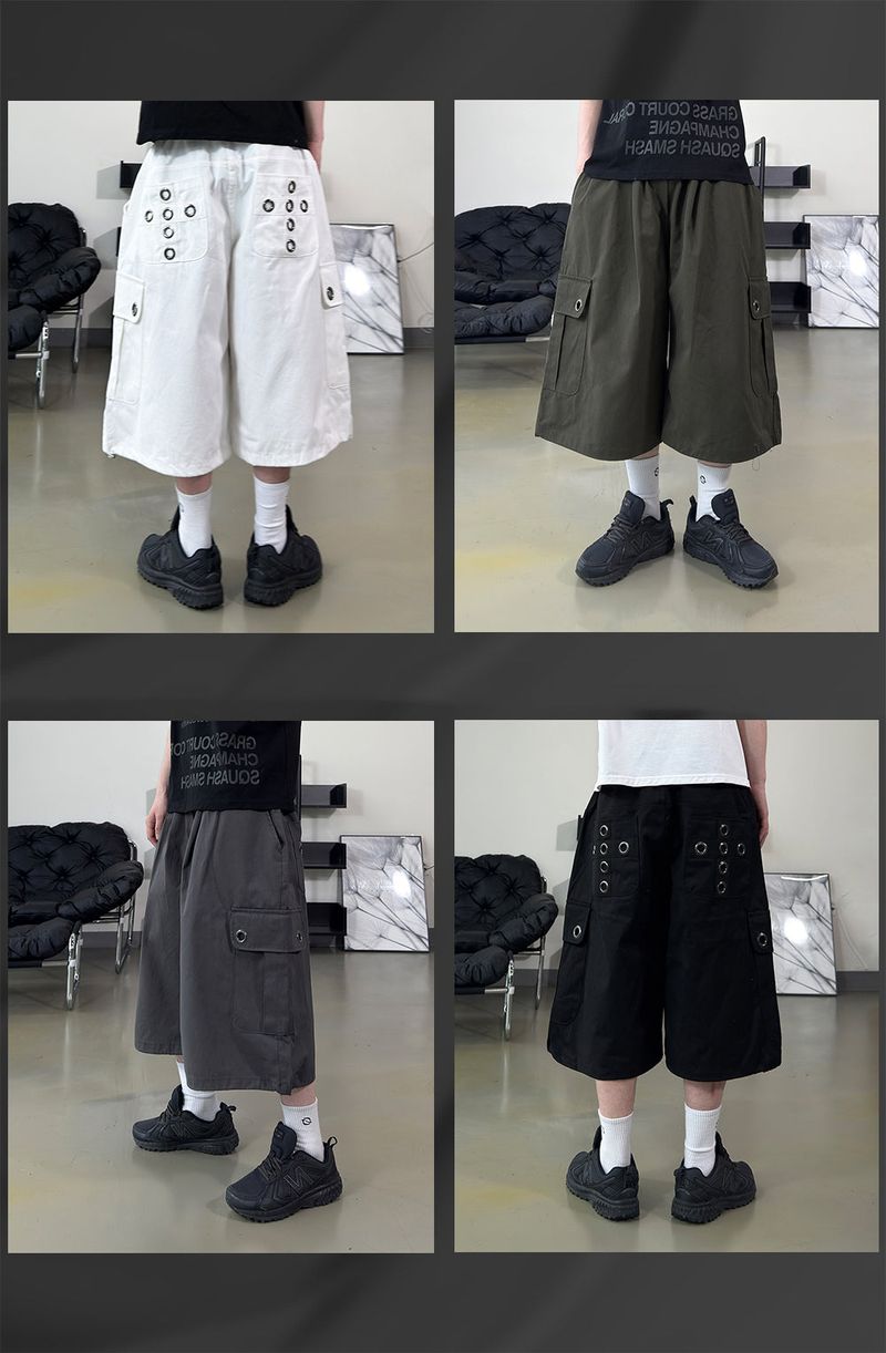 Aver Eyelet Cargo Bermuda Pants