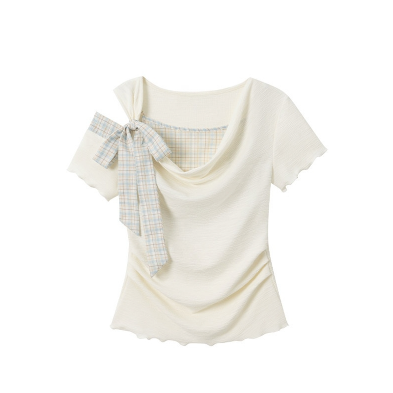 Cozy&Kitsch（コージーアンドキッチ）の「Zelia Check Ribbon Tee（Tops）」