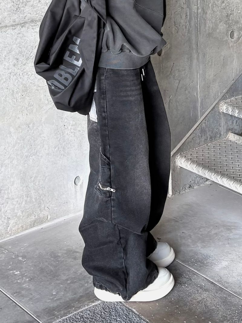back cross carpenter denim pants