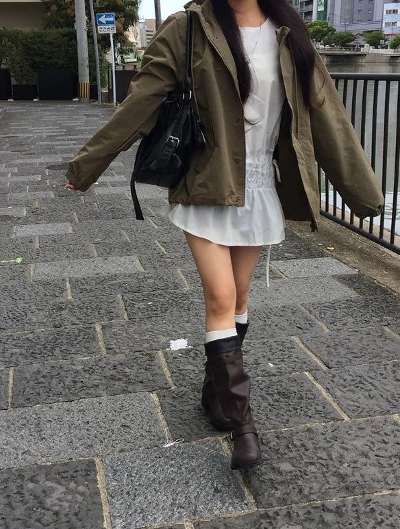 Romon String Hood Pocket Field Jacket
