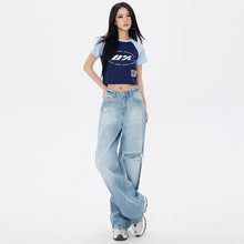 La mode MAQI（ラ モード マキ）の「Vintage Frayed Distressed ワイドデニムパンツ（パンツ）」