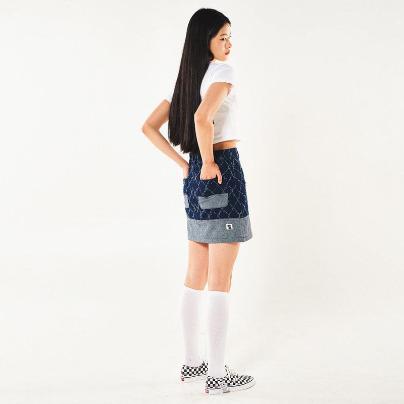 FENCE SWING DENIM MINI SKIRT (BLUE)