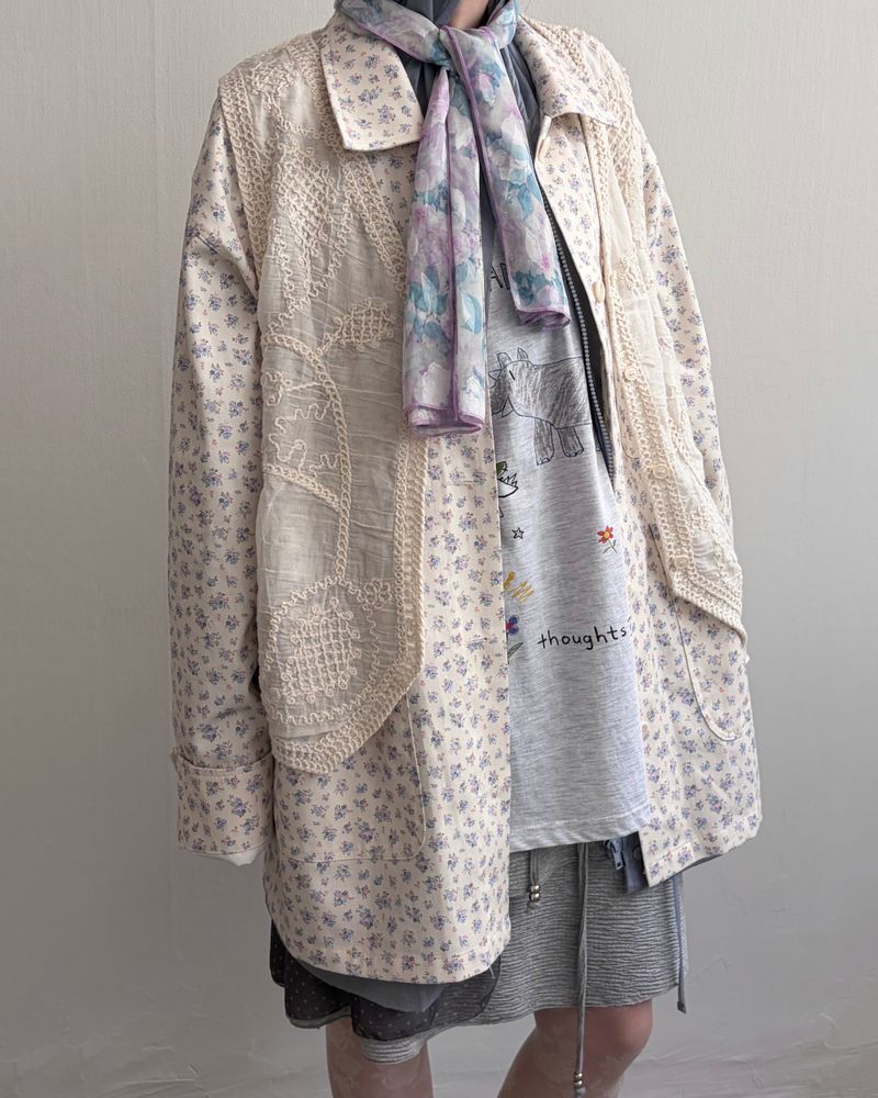 Creamy Petal Overfit Shirts Jacket