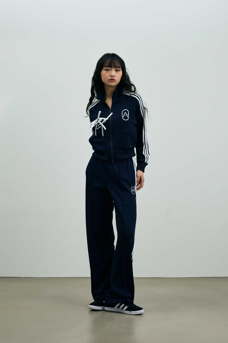 RIBBON JERSEY TRACK PANTS / NAVY