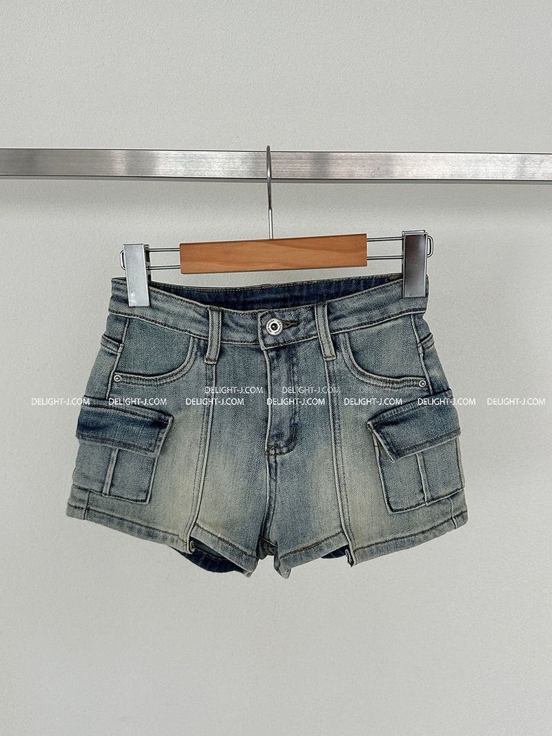 cargo denim hot pants