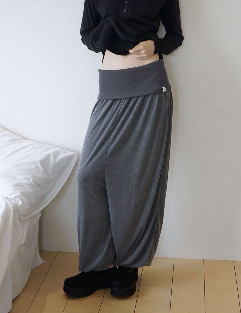 BANDING BALLOON PANTS(CHARCOAL)