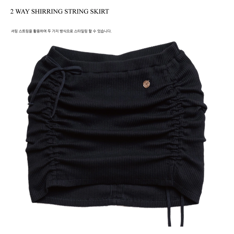 SHIRRING STRING SKIRT BLACK