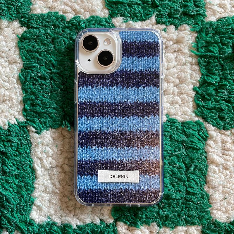 ALPACA STRIPE HARD JELL CASE_ BLUE