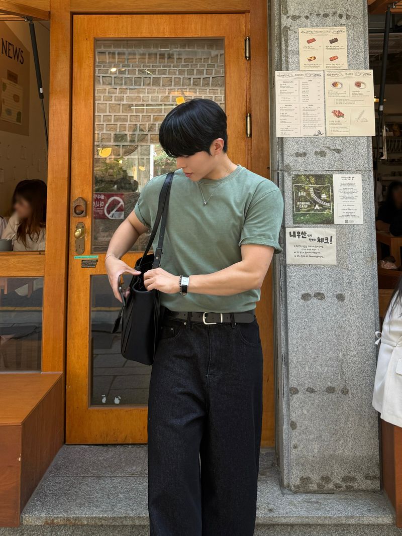 Nonfade pocket stitch denim pants