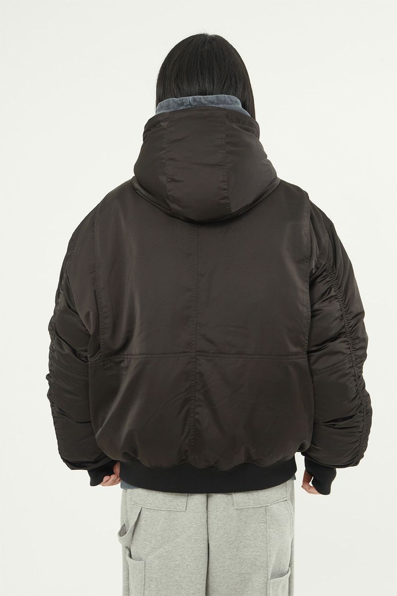 Reus hooded shirring MA-1 down jumper