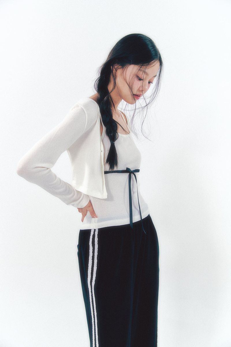 Velvet Lace Track Pants Black
