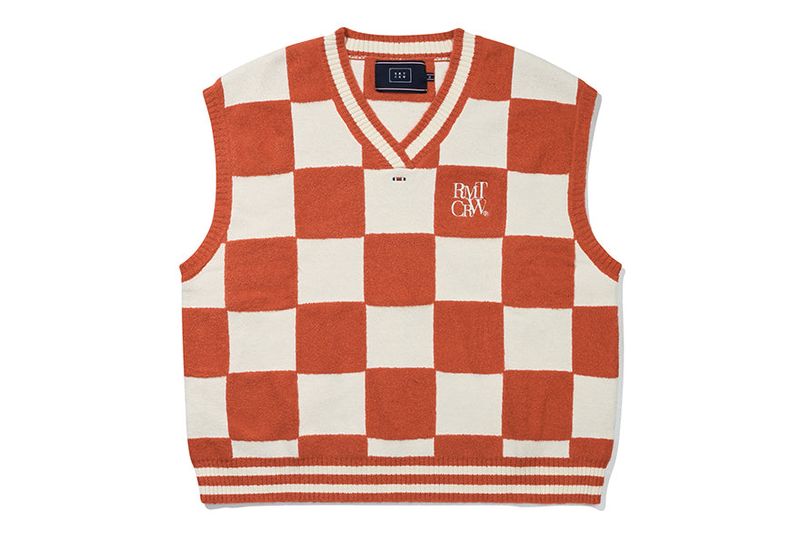 CHECKER BOARD TERRY VEST_ORANGE