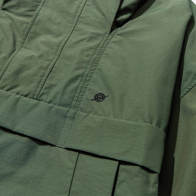 Nylon RIB Pullover Jacket - KHAKI