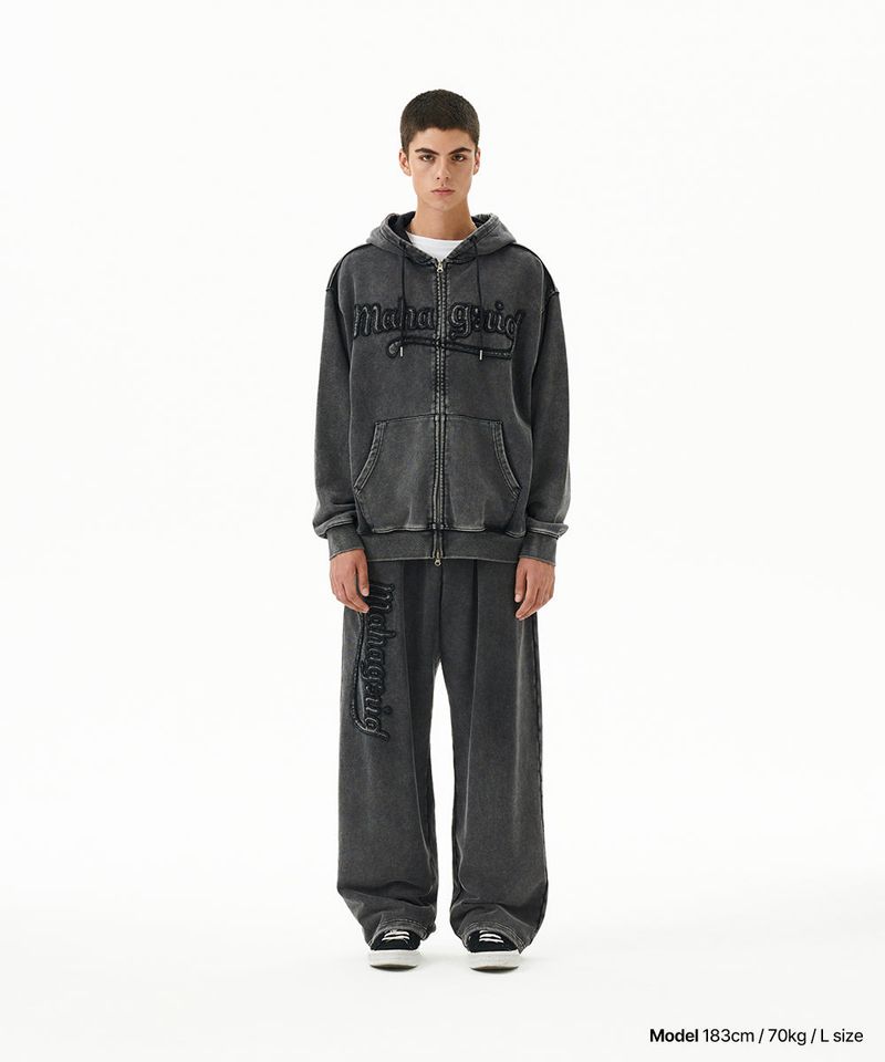 WASHED CUT OFF APPLIQUE SWEAT PANT