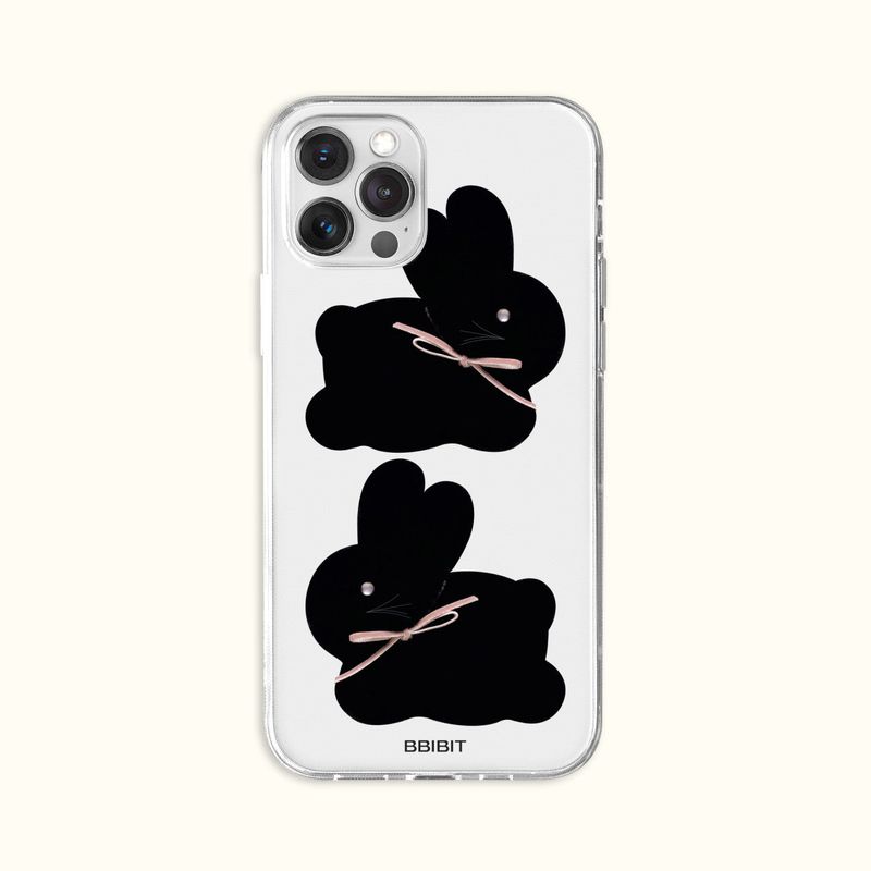 BBIBIT(ピビット)の「Cotton bunny popo Jelly Hard phone case black(Smartphone Accessories)」