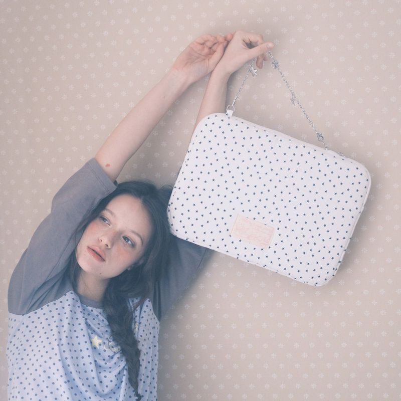 Star Chain Notebook Pouch_cotton white