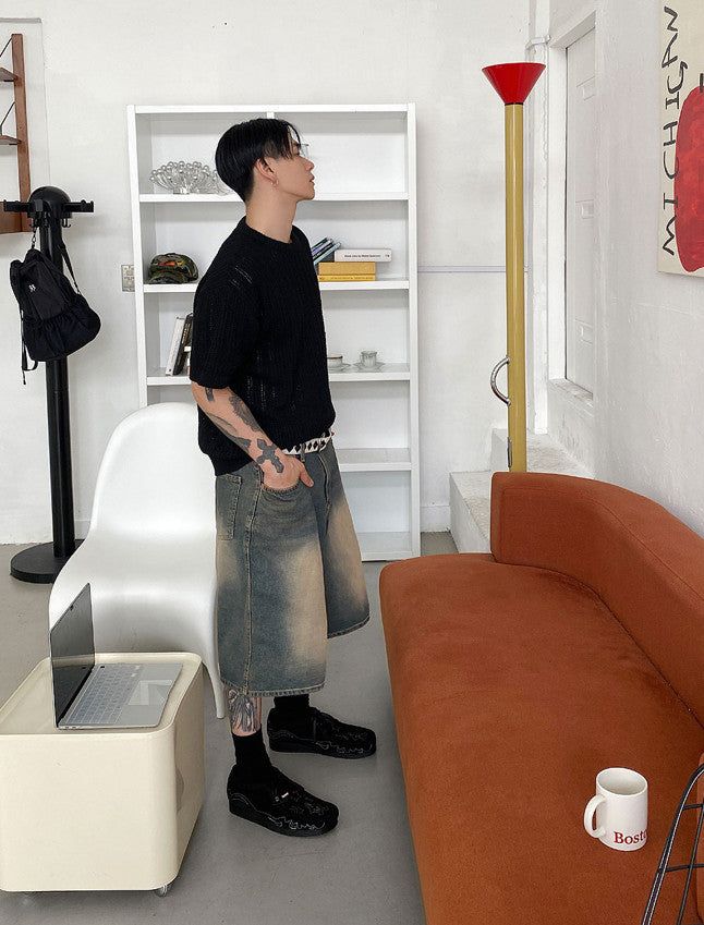 No.0209 dyeing over denim SHORTS