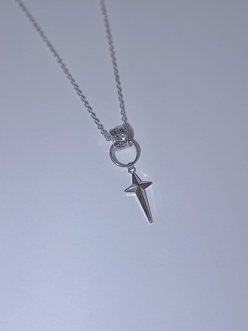 black wave ring star necklace