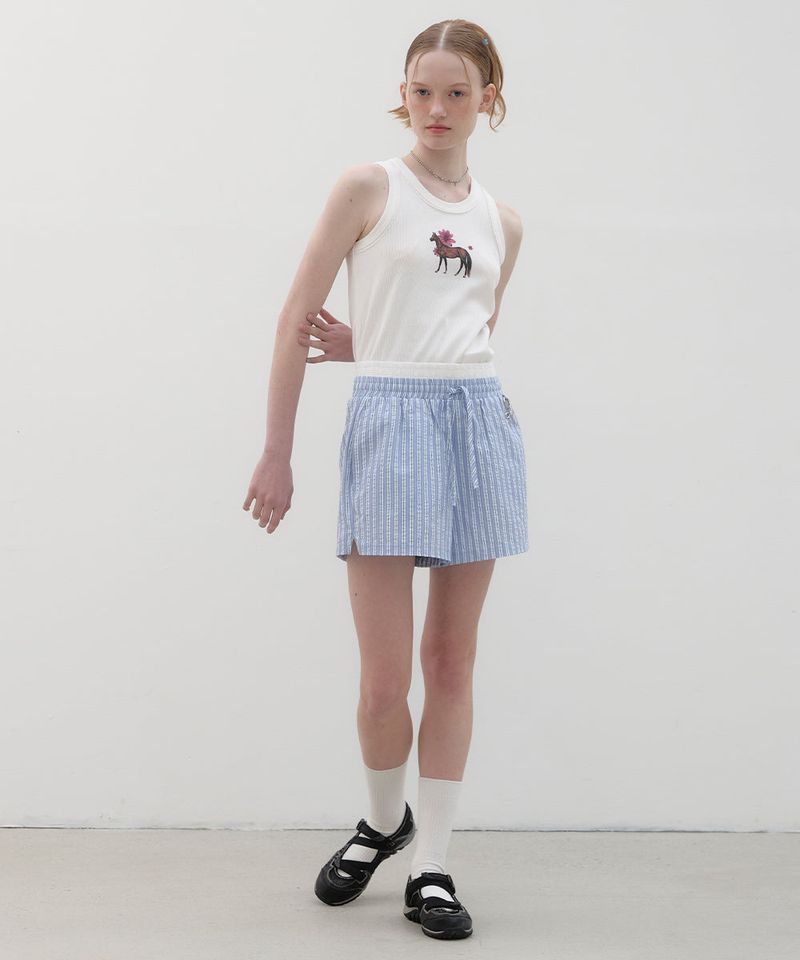 Striped Layered Boxer Shorts - Sky blue