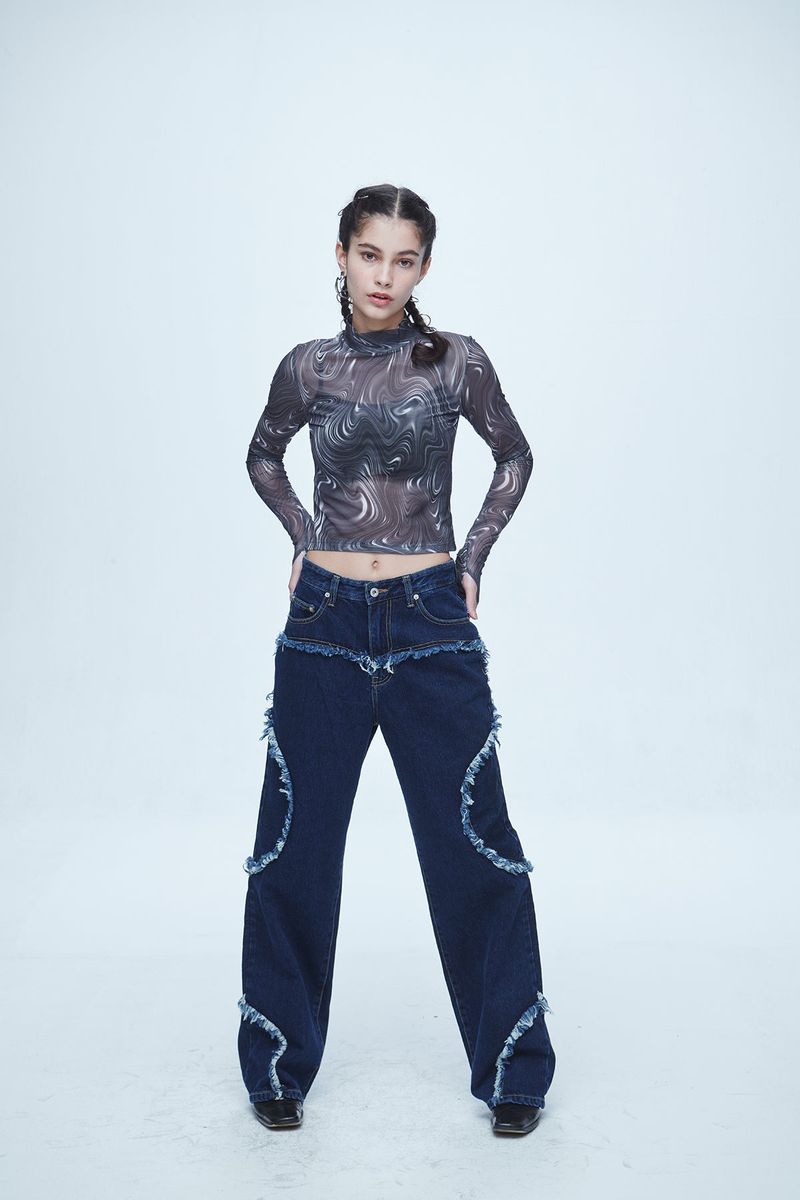 Snake Cutting Denim Pants