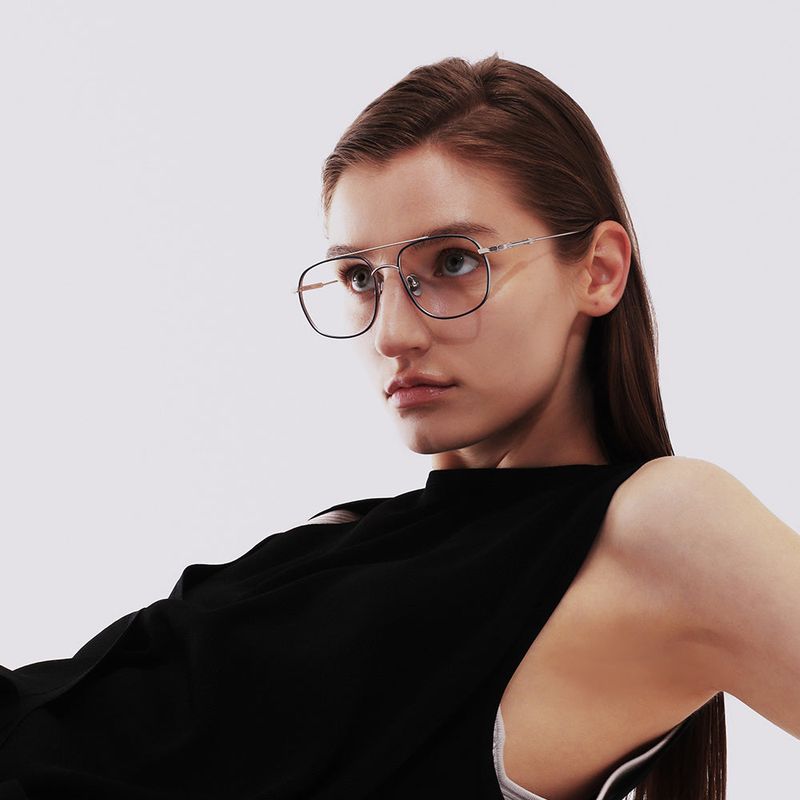 Knouun Square titanium glasses CODE. 102. G Silver