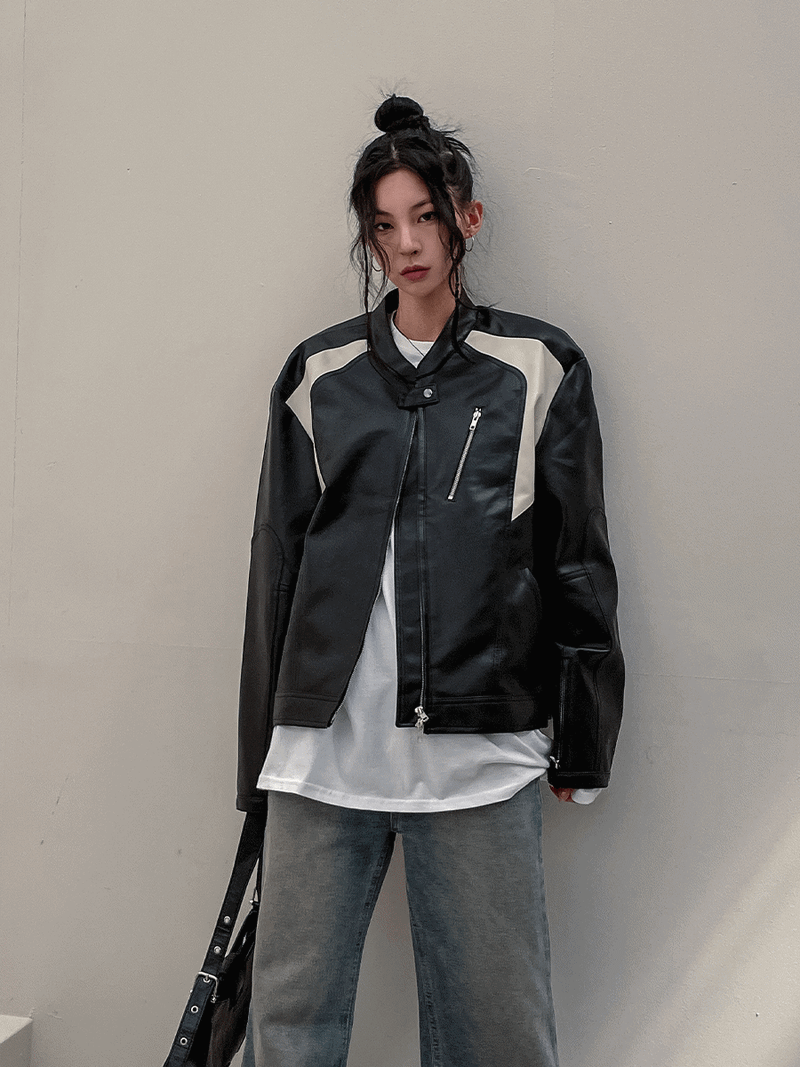 ULAN（ユレン）の「(UNISEX) ピース配色レーサージャケット（Jackets/Outerwear）」