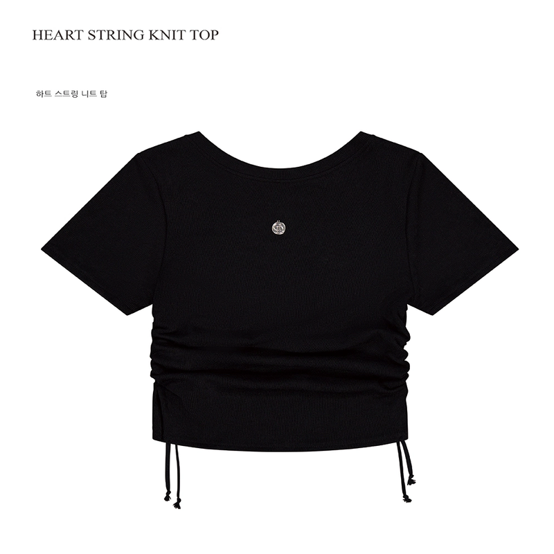 HEART STRING KNIT TOP_BLACK