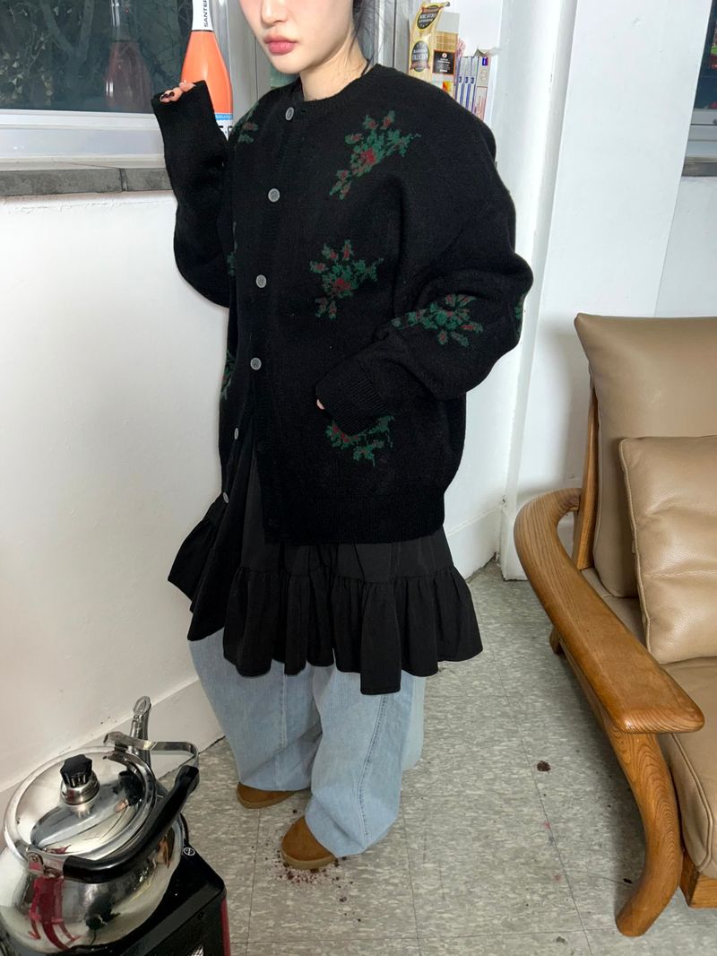 (2color) flower cardigan