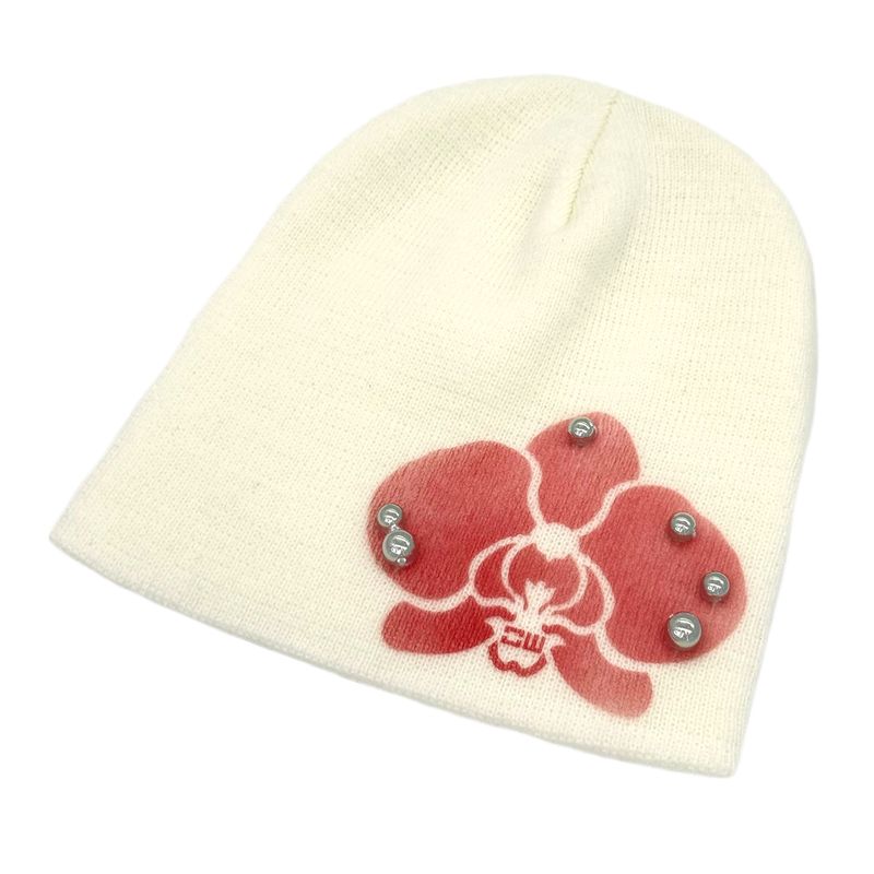 Pierced Orchid Knit Beanie [Ivory]