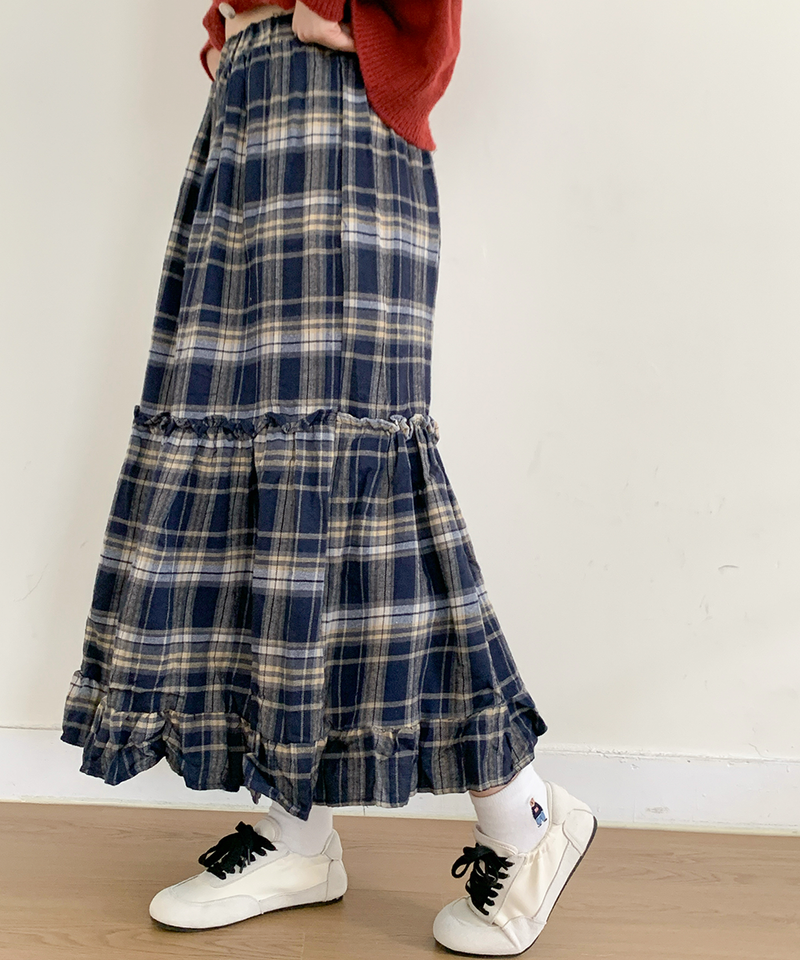 Sorbet Long Checkered Skirt