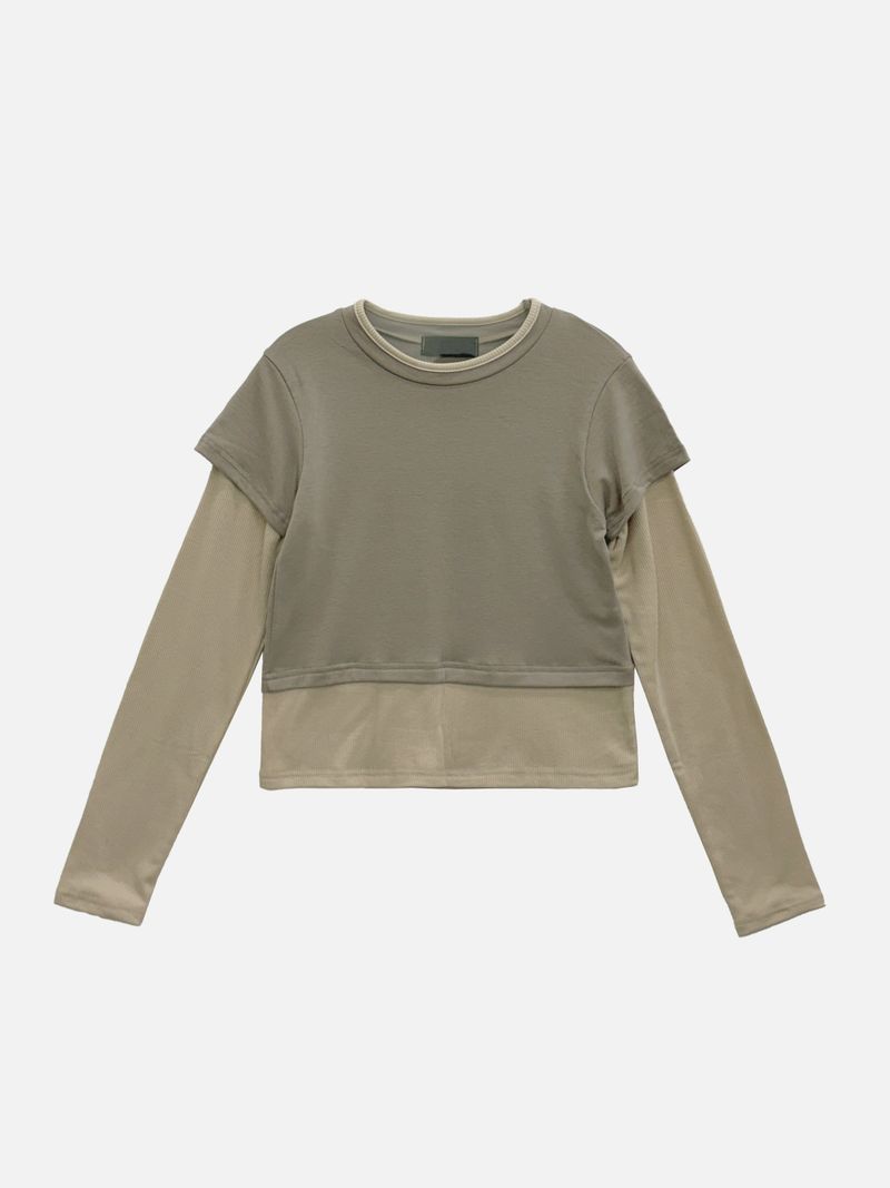 Soft Color Block Layered T-Shirt (3c)