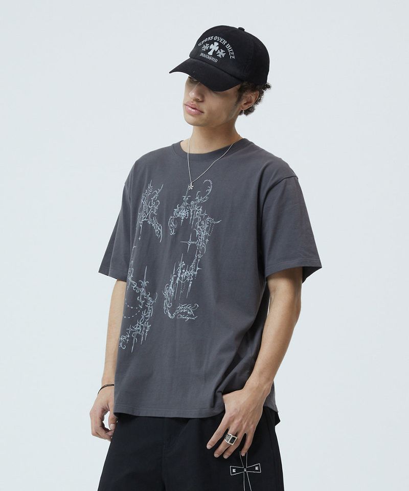 mahagrid（マハグリッド）の「HEART TATTOO TEE_CHARCOAL（Tops）」
