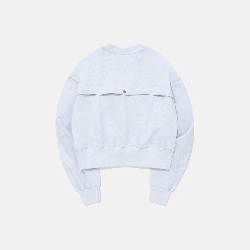 Open back sweat shirt / Melange white