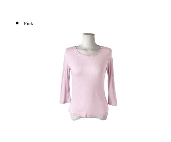 Deton Tencel Basic Round Three Quarter Sleeve T-Shirt